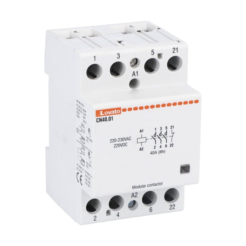 Lovato Electric CN4001220 CN4001220 Lovato - Modular contactor, three-pole or four-pole, 40A AC1, 220...230VAC (3NO+1NC) Lovato Electric CN4001220 CN4001220 Lovato - Modular contactor, three-pole or four-pole, 40A AC1, 220...230VAC (3NO+1NC)