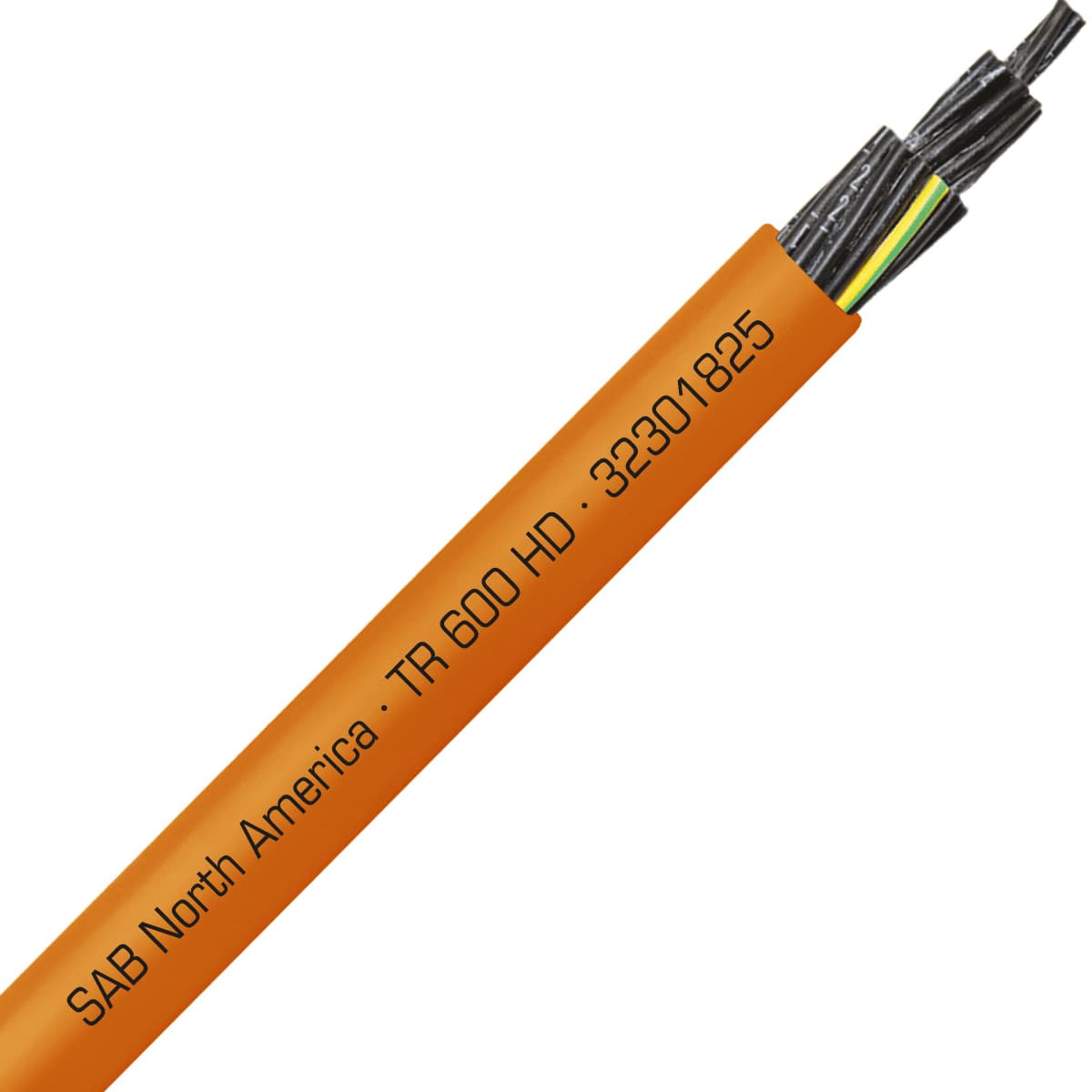 SAB 32301825 TR 600 HD - 18 AWG/25c, oil resistant heavy duty flexible exposed run orange TPE tray cable, UL, CSA, CE, RoHS SAB 32301825 TR 600 HD - 18 AWG/25c, oil resistant heavy duty flexible exposed run orange TPE tray cable, UL, CSA, CE, RoHS