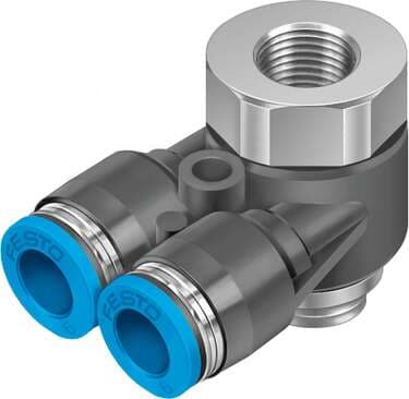 Festo 186214 multiple distributor QSYTF-G1/4-8 360° orientable, male and female thread with external hexagon. Size: Standard, Nominal size: 4,3 mm, Type of seal on screw-in stud: Sealing ring, Assembly position: Any, Design structure: Push/pull principle Festo 186214 multiple distributor QSYTF-G1/4-8 360° orientable, male and female thread with external hexagon. Size: Standard, Nominal size: 4,3 mm, Type of seal on screw-in stud: Sealing ring, Assembly position: Any, Design structure: Push/pull principle