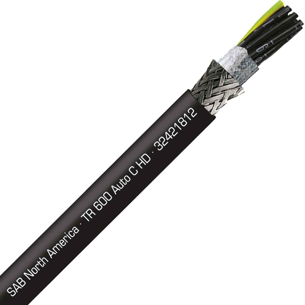 SAB 32421812 TR 600 Auto C HD - 18 AWG/12c, shielded continuous flex exposed run TPE tray cable, UL, CSA, CE, RoHS SAB 32421812 TR 600 Auto C HD - 18 AWG/12c, shielded continuous flex exposed run TPE tray cable, UL, CSA, CE, RoHS