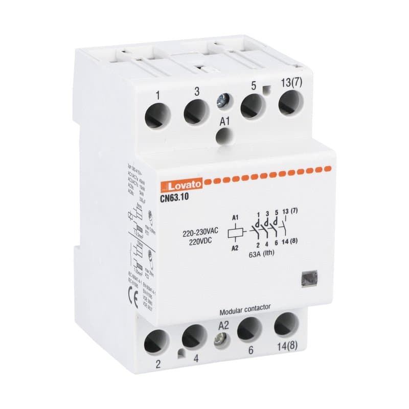 Lovato Electric CN6310220 CN6310220 Lovato - Modular contactor, three-pole or four-pole, 63A AC1, 220...230VAC (4NO) Lovato Electric CN6310220 CN6310220 Lovato - Modular contactor, three-pole or four-pole, 63A AC1, 220...230VAC (4NO)
