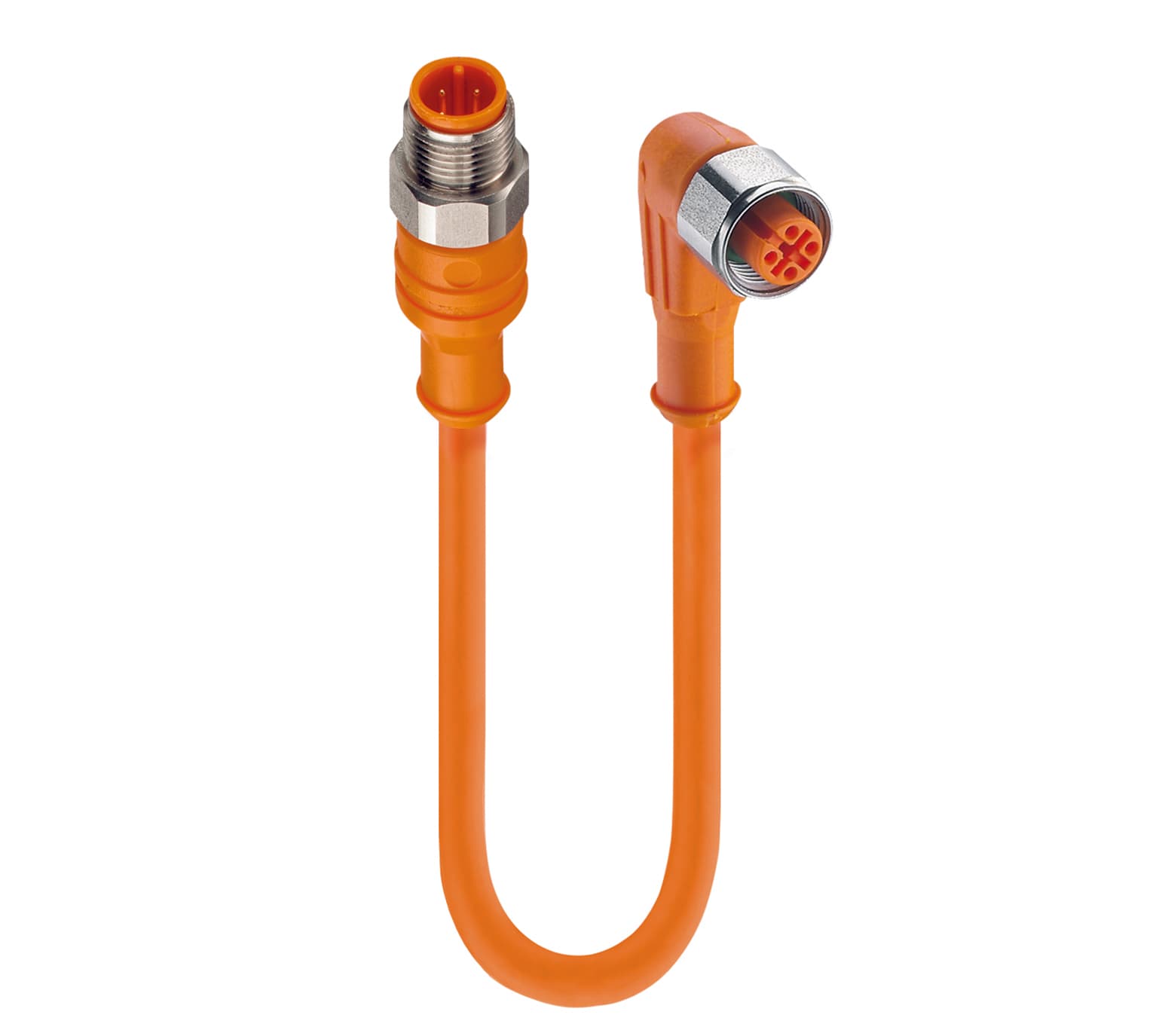 Belden 58905 Sensor/Actuator Double-Ended Cordset: Male straight A-coded orange 4-pin M12 F&B (PVC) connector to female angled A-coded orange 4-pin M12 F&B (PVC) connector, 230 V AC/DC, 4 A; PVC orange cable, 4-wires, 0.25 mm², PRST 4-PRKWT 4-07/1 M, 1 m, 4 A Belden 58905 Sensor/Actuator Double-Ended Cordset: Male straight A-coded orange 4-pin M12 F&B (PVC) connector to female angled A-coded orange 4-pin M12 F&B (PVC) connector, 230 V AC/DC, 4 A; PVC orange cable, 4-wires, 0.25 mm², PRST 4-PRKWT 4-07/1 M, 1 m, 4 A