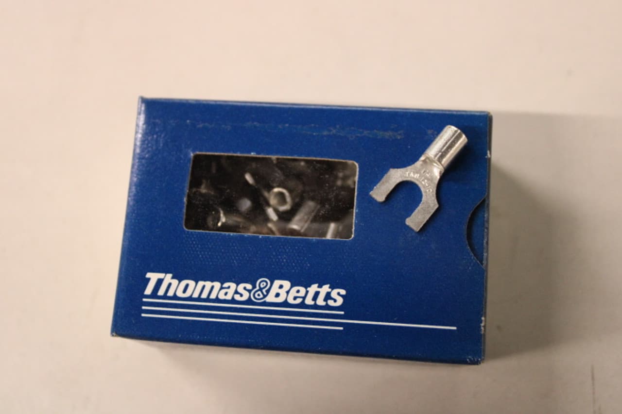 Thomas & Betts C10-14FL 12 to 10 AWG, 1/4" Stud, 600 V, Metallic, Electrolytic Tin Plated Copper, Non-Insulated, Electrical, Locking Thomas & Betts C10-14FL 12 to 10 AWG, 1/4" Stud, 600 V, Metallic, Electrolytic Tin Plated Copper, Non-Insulated, Electrical, Locking
