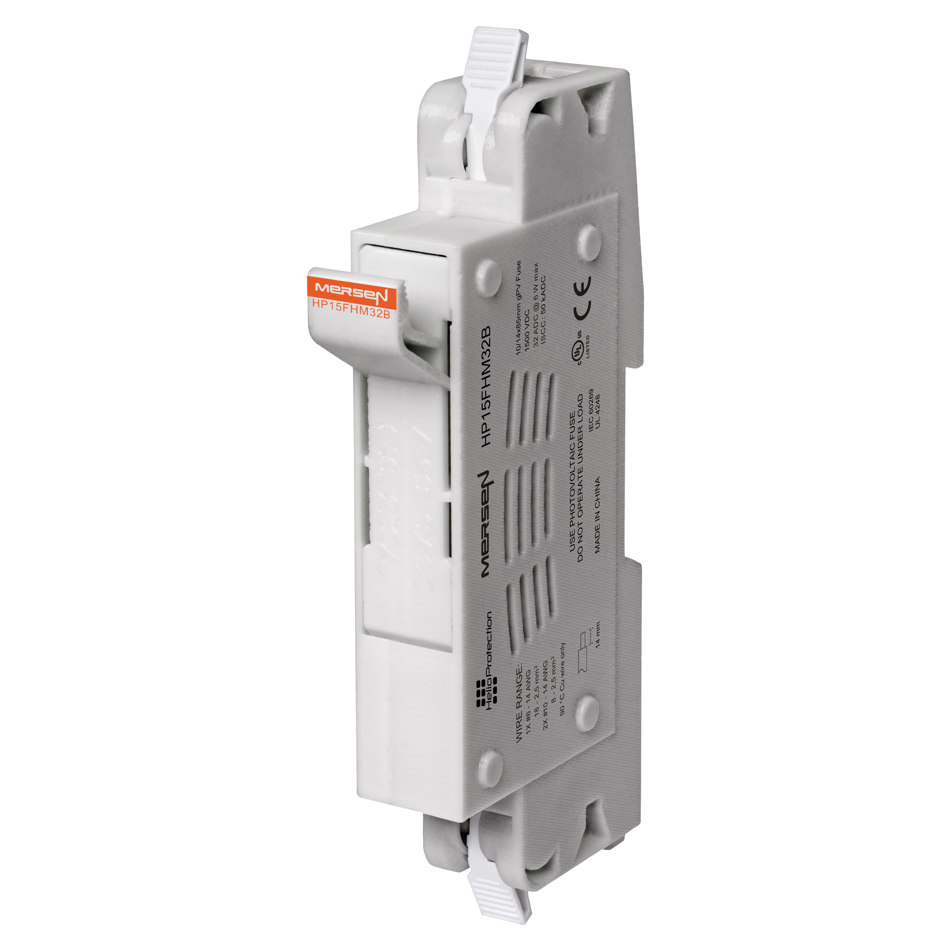 Mersen HP15FHM32B HP15FHM32B Mersen - Fuse Holder IEC+UL/CSA HelioProtection® Size 10x85 1500VDC IEC 1500VDC UL 1-Pole Cage Clamp With LED DIN Rail mounting Mersen HP15FHM32B HP15FHM32B Mersen - Fuse Holder IEC+UL/CSA HelioProtection® Size 10x85 1500VDC IEC 1500VDC UL 1-Pole Cage Clamp With LED DIN Rail mounting