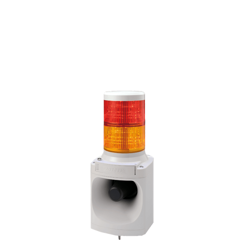 Patlite LKEH-212FE-RY-FC014 Combination Alarm with 2-tier Signal Tower and 105dB Horn, 32 Pre-recorded Alarms, 120V AC, Red and Amber LED Modules Patlite LKEH-212FE-RY-FC014 Combination Alarm with 2-tier Signal Tower and 105dB Horn, 32 Pre-recorded Alarms, 120V AC, Red and Amber LED Modules