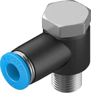 Festo 153087 push-in L-fitting QSLV-1/8-6 360° orientable, male thread with external hexagon. Size: Standard, Nominal size: 4,6 mm, Type of seal on screw-in stud: coating, Assembly position: Any, Container size: 10 Festo 153087 push-in L-fitting QSLV-1/8-6 360° orientable, male thread with external hexagon. Size: Standard, Nominal size: 4,6 mm, Type of seal on screw-in stud: coating, Assembly position: Any, Container size: 10