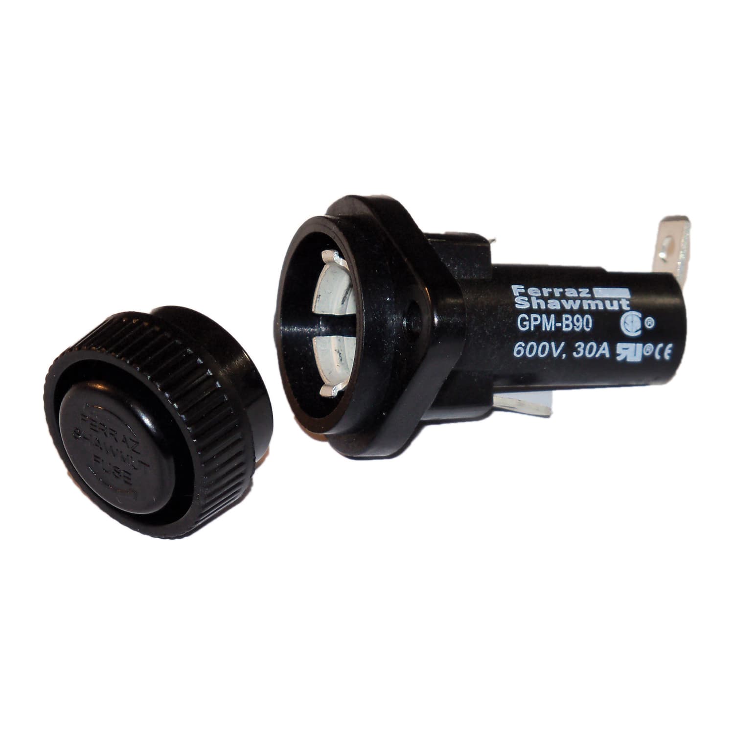 Mersen GPM-B90 GPM-B90 Mersen - Fuse Block 600VAC 600VDC 30A 1/4in Quick Connect / Solder 90 angle 1/4 Turn Bayonet Knob Panel Mount Mersen GPM-B90 GPM-B90 Mersen - Fuse Block 600VAC 600VDC 30A 1/4in Quick Connect / Solder 90 angle 1/4 Turn Bayonet Knob Panel Mount