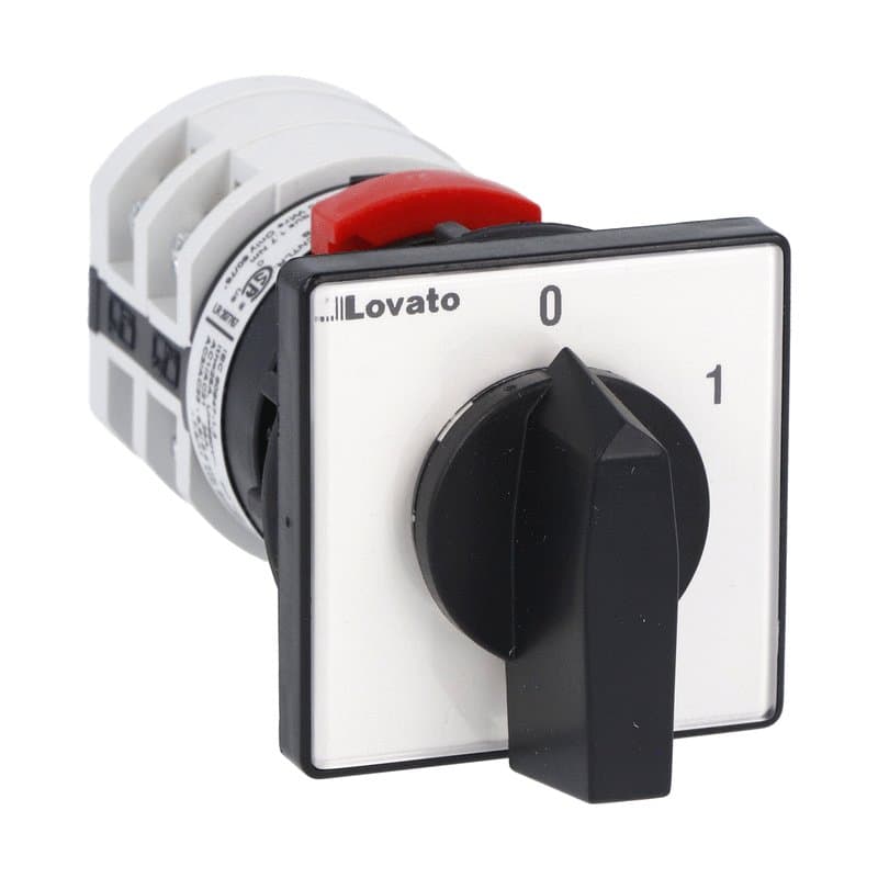Lovato Electric 7GN2590U47 7GN2590U47 Lovato - Rotary cam switch 7GN series, ON-OFF switch 1 pole 25A, for snap on front mounting with black handle for hole dia: 22mm fixing, front plate 48X48mm Lovato Electric 7GN2590U47 7GN2590U47 Lovato - Rotary cam switch 7GN series, ON-OFF switch 1 pole 25A, for snap on front mounting with black handle for hole dia: 22mm fixing, front plate 48X48mm