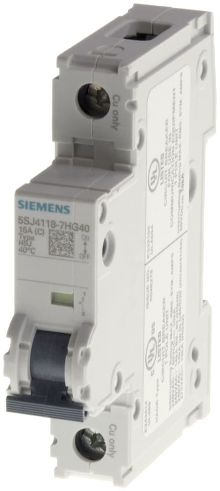 Siemens 5SJ4101-7HG41 Miniature circuit breaker 240 V 14kA, 1-pole, C, 1A, D=70 mm according to UL 489 Siemens 5SJ4101-7HG41 Miniature circuit breaker 240 V 14kA, 1-pole, C, 1A, D=70 mm according to UL 489