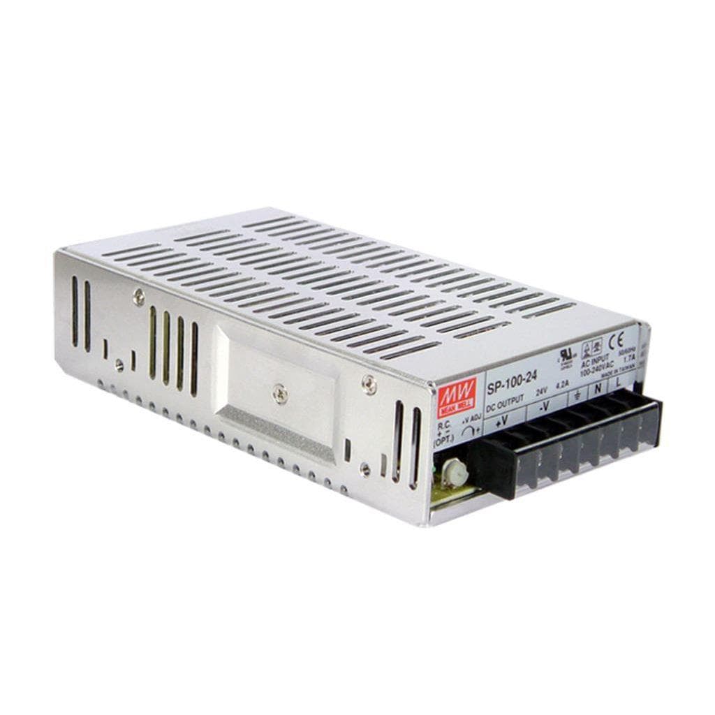 MEAN WELL SP-100-12 AC-DC Enclosed power supply; Output 12Vdc at 8.5A; PFC; free air convection; SP-100-12 is succeeded by RSP-100-12. MEAN WELL SP-100-12 AC-DC Enclosed power supply; Output 12Vdc at 8.5A; PFC; free air convection; SP-100-12 is succeeded by RSP-100-12.