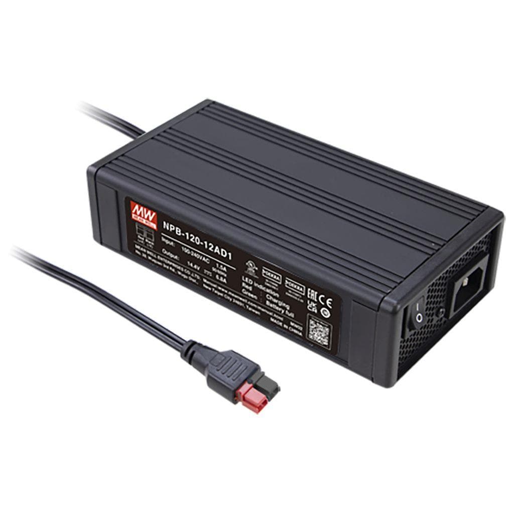 MEAN WELL NPB-120-48AD1 AC-DC Single output battery charger with PFC; 2 or 3 stage charging; Universal AC input; Output 57.6Vdc at 2A with anderson connector MEAN WELL NPB-120-48AD1 AC-DC Single output battery charger with PFC; 2 or 3 stage charging; Universal AC input; Output 57.6Vdc at 2A with anderson connector