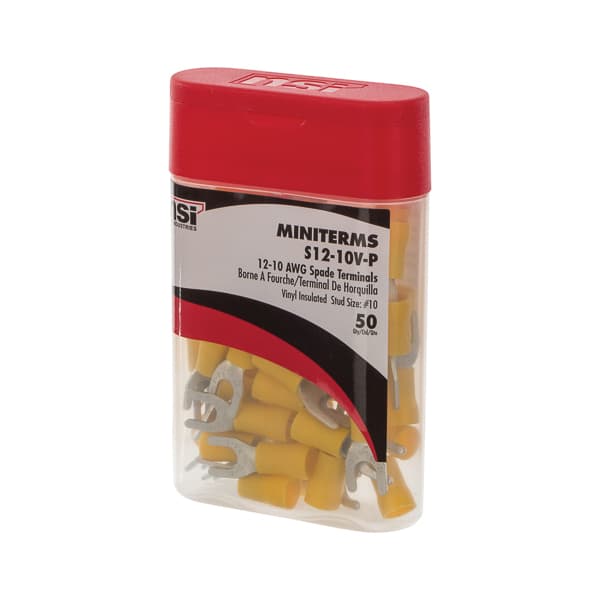 NSI Industries S12-10V-P S12-10V-P NSI - Wire Terminal Spade Vinyl Insulated 12-10 Awg 10, Pro Pack Bottle (50 Ea) NSI Industries S12-10V-P S12-10V-P NSI - Wire Terminal Spade Vinyl Insulated 12-10 Awg 10, Pro Pack Bottle (50 Ea)