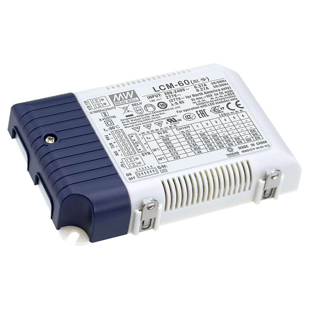 MEAN WELL LCM-60SVA AC-DC Multi-Stage LED driver Constant Current (CC); Modular output 0.5A/0.6A/0.7A/0.9A/1.05A/1.4A; Silvair Bluetooth control protocol and push dimming MEAN WELL LCM-60SVA AC-DC Multi-Stage LED driver Constant Current (CC); Modular output 0.5A/0.6A/0.7A/0.9A/1.05A/1.4A; Silvair Bluetooth control protocol and push dimming