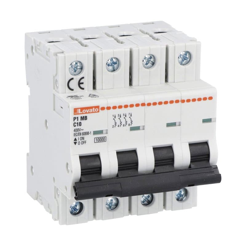 Lovato Electric P1MB4PC04 P1MB4PC04 Lovato - Miniature circuit breaker, 4P - 10kA. 4 modules, characteristic C, 4A Lovato Electric P1MB4PC04 P1MB4PC04 Lovato - Miniature circuit breaker, 4P - 10kA. 4 modules, characteristic C, 4A