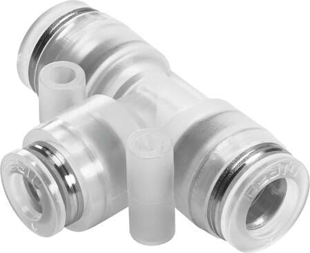 Festo 133118 push-in T-connector NPQP-T-Q12-Q10-FD-P10 Size: Standard, Nominal size: 6,4 mm, Container size: 10, Design structure: Push/pull principle, Temperature dependent operating pressure: -0,95 - 10 bar Festo 133118 push-in T-connector NPQP-T-Q12-Q10-FD-P10 Size: Standard, Nominal size: 6,4 mm, Container size: 10, Design structure: Push/pull principle, Temperature dependent operating pressure: -0,95 - 10 bar