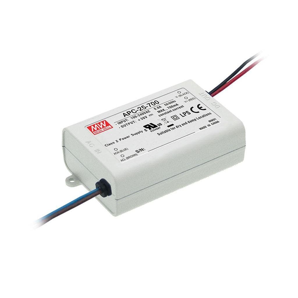 MEAN WELL APC-25-700 AC-DC Single output LED driver Constant Current (CC); Output 0.7A at 11-36Vdc MEAN WELL APC-25-700 AC-DC Single output LED driver Constant Current (CC); Output 0.7A at 11-36Vdc