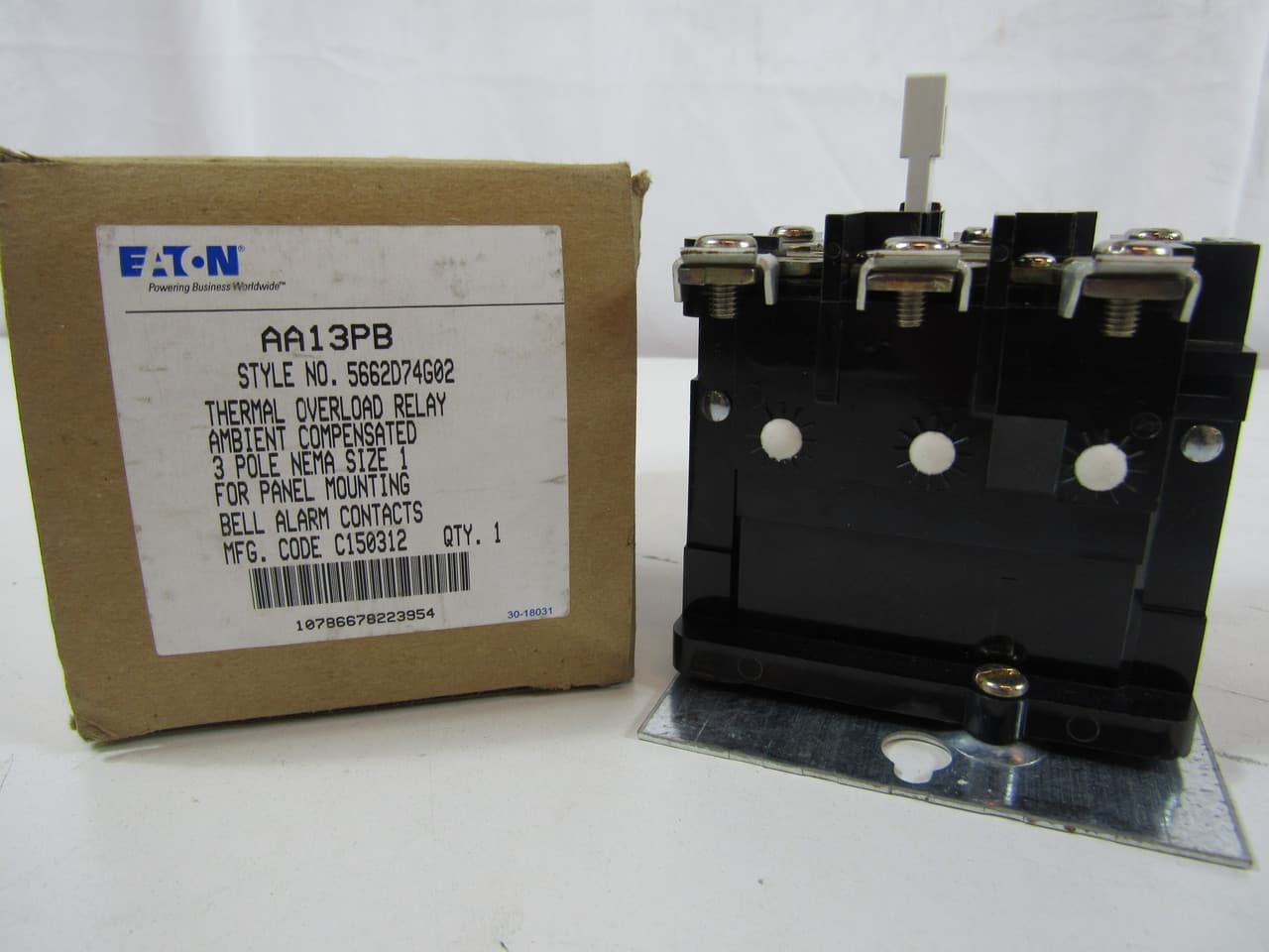 Eaton AA13PB AA13PB Eaton - NEMA A200 Thermal Overload Relay, Three-pole, Panel mounted, NEMA , Thermal Type A, Class 20, 1NC Auxiliary Contact, Alarm Contact (Form C), Ambient Compensated , Full load range .25-26.2A Eaton AA13PB AA13PB Eaton - NEMA A200 Thermal Overload Relay, Three-pole, Panel mounted, NEMA , Thermal Type A, Class 20, 1NC Auxiliary Contact, Alarm Contact (Form C), Ambient Compensated , Full load range .25-26.2A