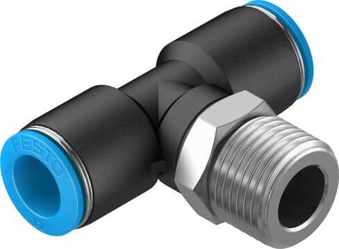 Festo 153115 push-in T-fitting QST-1/2-12 360° orientable, male thread with external hexagon. Size: Standard, Nominal size: 10,3 mm, Type of seal on screw-in stud: coating, Assembly position: Any, Container size: 1 Festo 153115 push-in T-fitting QST-1/2-12 360° orientable, male thread with external hexagon. Size: Standard, Nominal size: 10,3 mm, Type of seal on screw-in stud: coating, Assembly position: Any, Container size: 1