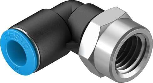 Festo 153280 push-in L-fitting QSLF-3/8-10-B 360° orientable, internal thread with external hexagon. Size: Standard, Nominal size: 8,3 mm, Assembly position: Any, Container size: 10, Design structure: Push/pull principle Festo 153280 push-in L-fitting QSLF-3/8-10-B 360° orientable, internal thread with external hexagon. Size: Standard, Nominal size: 8,3 mm, Assembly position: Any, Container size: 10, Design structure: Push/pull principle