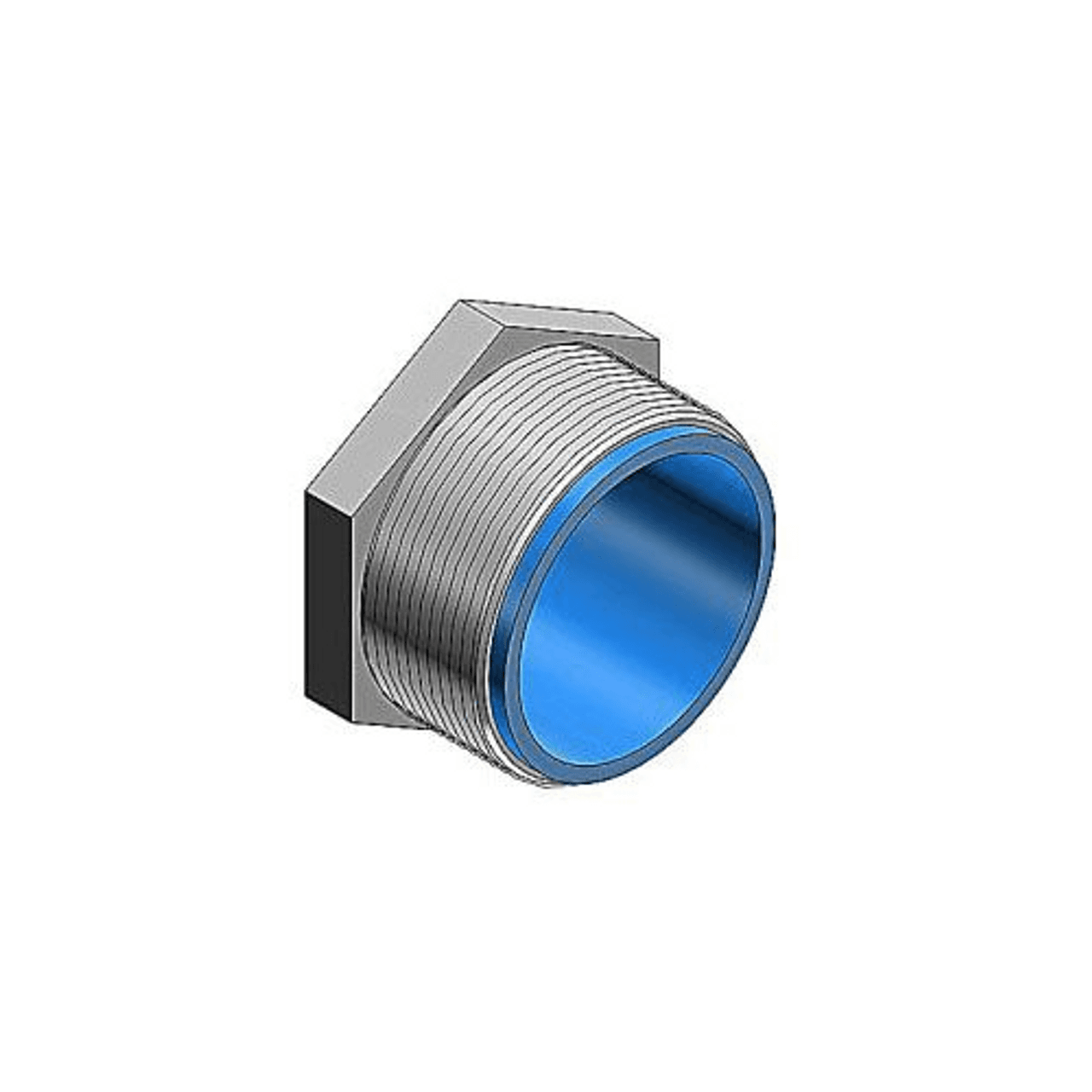 Thomas & Betts 1948 2-1/2" x 1-7/16", Malleable Iron, Nylon Insulated, Bushed, Threaded Male/Hex Head, Rigid/IMC Conduit Nipple Thomas & Betts 1948 2-1/2" x 1-7/16", Malleable Iron, Nylon Insulated, Bushed, Threaded Male/Hex Head, Rigid/IMC Conduit Nipple