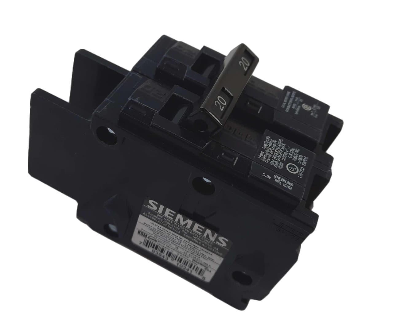 Siemens BQ2B020 120/240 VAC, 20 A, 10 kA Interrupt, 2-Pole, BQ-Frame, Load Lug Terminal, Bolt-On Mount, Thermal Magnetic, Common Trip Siemens BQ2B020 120/240 VAC, 20 A, 10 kA Interrupt, 2-Pole, BQ-Frame, Load Lug Terminal, Bolt-On Mount, Thermal Magnetic, Common Trip