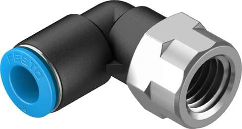 Festo 153277 push-in L-fitting QSLF-1/4-8-B 360° orientable, internal thread with external hexagon. Size: Standard, Nominal size: 6,7 mm, Assembly position: Any, Container size: 10, Design structure: Push/pull principle Festo 153277 push-in L-fitting QSLF-1/4-8-B 360° orientable, internal thread with external hexagon. Size: Standard, Nominal size: 6,7 mm, Assembly position: Any, Container size: 10, Design structure: Push/pull principle