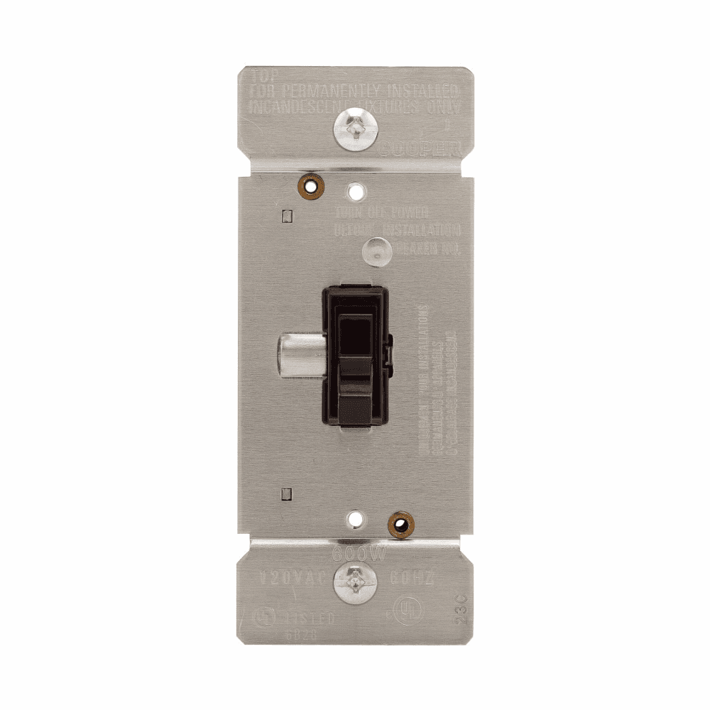 Eaton TI061-B TI061-B Eaton - Eaton toggle dimmer, Power Failure Mode, Non-preset, Flush, 120V, Wire leads, Maintained, Brown, Indoor, 60 Hz, Incandescent, halogen, 1-pole, 3-way, 1-phase, Polycarbonate, 600W Eaton TI061-B TI061-B Eaton - Eaton toggle dimmer, Power Failure Mode, Non-preset, Flush, 120V, Wire leads, Maintained, Brown, Indoor, 60 Hz, Incandescent, halogen, 1-pole, 3-way, 1-phase, Polycarbonate, 600W