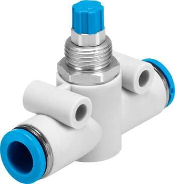 Festo 193970 one-way flow control valve GR-QS-8 With flow adjustable in one direction. Valve function: One-way flow control function, Pneumatic connection, port 1: QS-8, Pneumatic connection, port 2: QS-8, Adjusting element: Knurled screw, Mounting type: (* Front pa Festo 193970 one-way flow control valve GR-QS-8 With flow adjustable in one direction. Valve function: One-way flow control function, Pneumatic connection, port 1: QS-8, Pneumatic connection, port 2: QS-8, Adjusting element: Knurled screw, Mounting type: (* Front pa