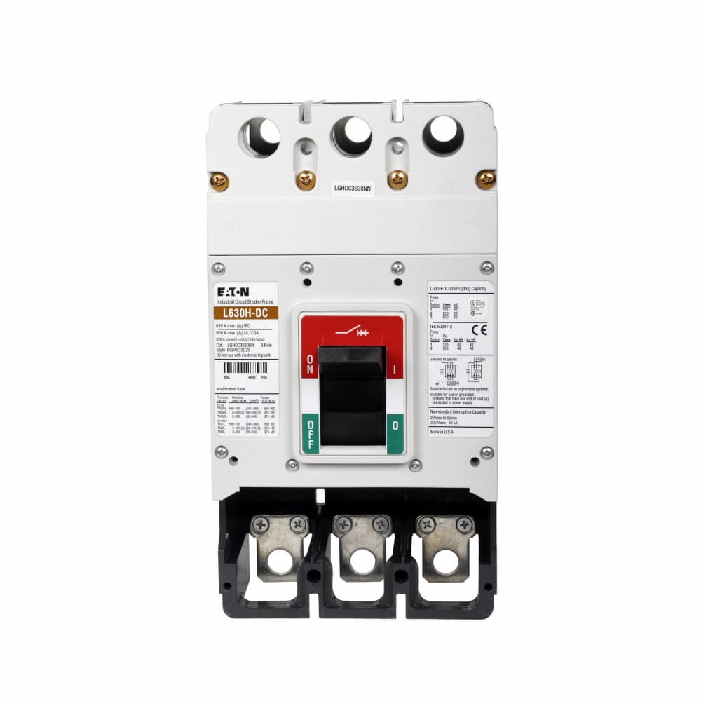 Eaton LGHDC3350FAG LGHDC3350FAG Eaton - Eaton Series G DC/PvGard complete molded case circuit breaker, LG-frame, LG, Complete breaker, Fixed thermal, adjustable magnetic trip type, Three-pole, 350A, 600 Vac, 65 kAIC at 600 Vac, Line and load, Metric, Vdc Eaton LGHDC3350FAG LGHDC3350FAG Eaton - Eaton Series G DC/PvGard complete molded case circuit breaker, LG-frame, LG, Complete breaker, Fixed thermal, adjustable magnetic trip type, Three-pole, 350A, 600 Vac, 65 kAIC at 600 Vac, Line and load, Metric, Vdc