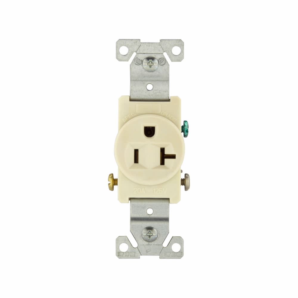 Eaton 1877A 1877A Eaton - Eaton commercial specification grade single receptacle, #14-10 AWG, 20A, Commercial, Flush, 125V, Side wire, Almond, Brass, Nylon face, PVC bottom, 5-20R, Single, Screw, PVC, Core pack Eaton 1877A 1877A Eaton - Eaton commercial specification grade single receptacle, #14-10 AWG, 20A, Commercial, Flush, 125V, Side wire, Almond, Brass, Nylon face, PVC bottom, 5-20R, Single, Screw, PVC, Core pack