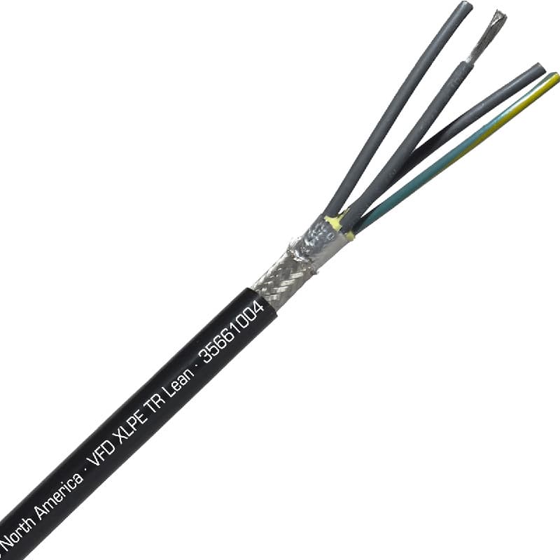 SAB 35661004 VFD XLPE TR Lean - 10 AWG/4c, oil resistant XLPE insulated VFD cable, foil and braid shield, UL, CSA, CE, RoHS SAB 35661004 VFD XLPE TR Lean - 10 AWG/4c, oil resistant XLPE insulated VFD cable, foil and braid shield, UL, CSA, CE, RoHS