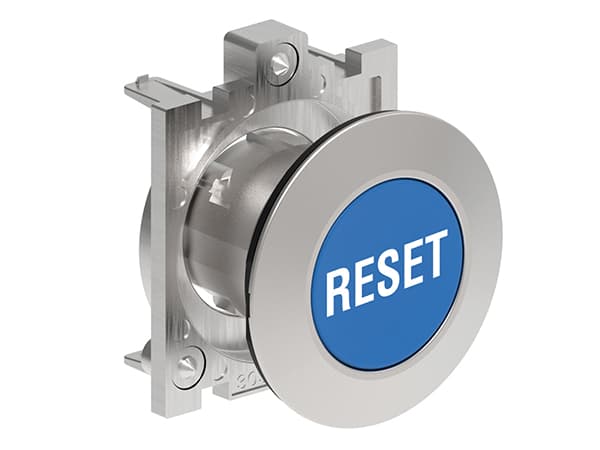 Lovato Electric LPFB1196 LPFB1196 Lovato - Pushbutton actuator, spring return, with symbol dia: 30mm Platinum series flat metal, flush, RESET/Blue Lovato Electric LPFB1196 LPFB1196 Lovato - Pushbutton actuator, spring return, with symbol dia: 30mm Platinum series flat metal, flush, RESET/Blue