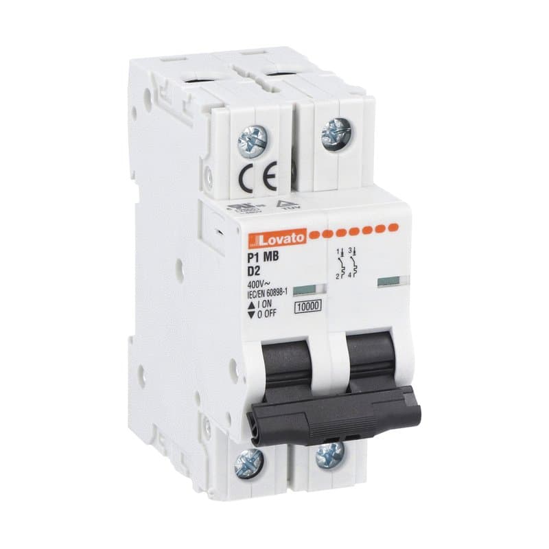 Lovato Electric P1MB2PD20 P1MB2PD20 Lovato - Miniature circuit breaker, 2P - 10kA. 2 modules, characteristic D, 20A Lovato Electric P1MB2PD20 P1MB2PD20 Lovato - Miniature circuit breaker, 2P - 10kA. 2 modules, characteristic D, 20A