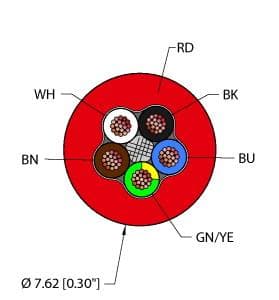 Turck RF51345,RED,PVC,5X18,ITC Instrumentation Tray Cable, Reelfast™ Bulk Cable, Instrumentation Tray Cable, Red PVC jacket, 5X18 AWG, Sunlight Resistant, -40 Cold Bend Rating, Oil Resistant, Flame Ratings: UL 1685 FT4, UL1061, CSA FT4, ITC 150V, PLTC 300V, UL/CSA AWM 600V, CMX OUTDOOR 300V, CMG 300V Turck RF51345,RED,PVC,5X18,ITC Instrumentation Tray Cable, Reelfast™ Bulk Cable, Instrumentation Tray Cable, Red PVC jacket, 5X18 AWG, Sunlight Resistant, -40 Cold Bend Rating, Oil Resistant, Flame Ratings: UL 1685 FT4, UL1061, CSA FT4, ITC 150V, PLTC 300V, UL/CSA AWM 600V, CMX OUTDOOR 300V, CMG 300V