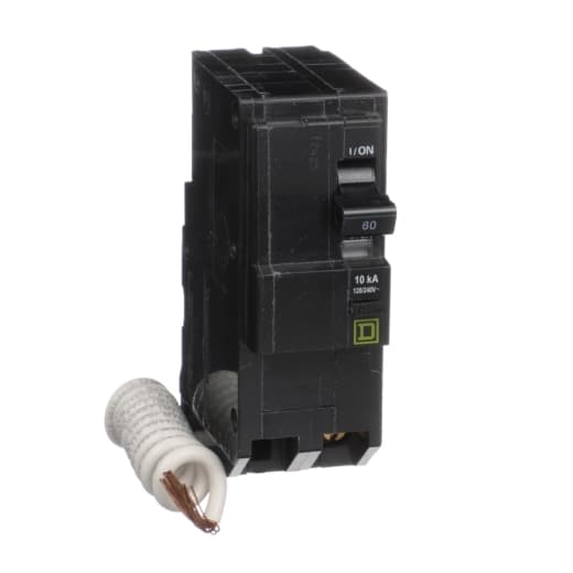Schneider Electric QO260EPD Square D by Schneider Electric QO260EPD is a Miniature Circuit Breaker (MCB) designed with Equipment Protection Device (EPD) functionality, offering ground fault protection. This 2-pole circuit breaker features a plug-in mounting mode and a plug-in connection type, facilitating easy installation. It is rated for currents up to 60A and supports a voltage range of 120V to 240V AC. The QO260EPD is compatible with wire sizes from 12 to 4 AWG for aluminum cables and includes box lug terminals for secure connections. It has a residual current sensitivity of 30mA/0.03 and a short circuit breaking rating of 10kA at 240Vac, ensuring protection against ground faults and short circuits. Schneider Electric QO260EPD Square D by Schneider Electric QO260EPD is a Miniature Circuit Breaker (MCB) designed with Equipment Protection Device (EPD) functionality, offering ground fault protection. This 2-pole circuit breaker features a plug-in mounting mode and a plug-in connection type, facilitating easy installation. It is rated for currents up to 60A and supports a voltage range of 120V to 240V AC. The QO260EPD is compatible with wire sizes from 12 to 4 AWG for aluminum cables and includes box lug terminals for secure connections. It has a residual current sensitivity of 30mA/0.03 and a short circuit breaking rating of 10kA at 240Vac, ensuring protection against ground faults and short circuits.