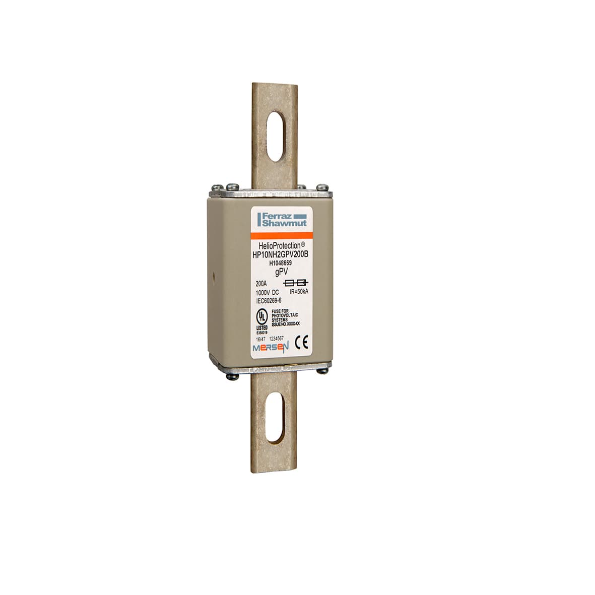 Mersen H1048669 H1048669 Mersen Photovoltaic fuse gPV 1000VDC IEC 1000VDC UL Size NH2 200A With DIN Type Blades For Direct Mount Mersen H1048669 H1048669 Mersen Photovoltaic fuse gPV 1000VDC IEC 1000VDC UL Size NH2 200A With DIN Type Blades For Direct Mount