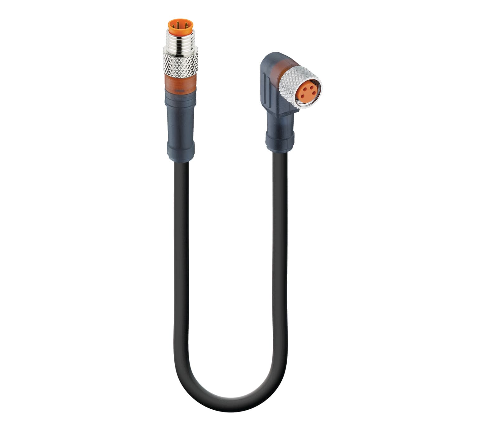 Belden 58829 Sensor/Actuator Double-Ended Cordset: Male straight A-coded translucent 4-pin M8 Standard connector to female angled A-coded translucent 4-pin M8 Standard connector, 30 V AC/DC, 4 A; PUR black cable, 4-wires, 0.34 mm², RSMV 4-RKMWV 4-225/1 M, 1 m Belden 58829 Sensor/Actuator Double-Ended Cordset: Male straight A-coded translucent 4-pin M8 Standard connector to female angled A-coded translucent 4-pin M8 Standard connector, 30 V AC/DC, 4 A; PUR black cable, 4-wires, 0.34 mm², RSMV 4-RKMWV 4-225/1 M, 1 m