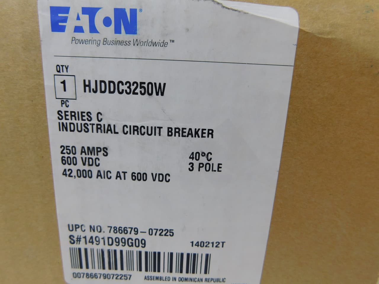 Eaton HJDDC3250W HJDDC3250W Eaton - Series C-J Frame Circuit Breaker, 250A, J-frame, Three-pole, Without terminals, Cu/Al wire Eaton HJDDC3250W HJDDC3250W Eaton - Series C-J Frame Circuit Breaker, 250A, J-frame, Three-pole, Without terminals, Cu/Al wire