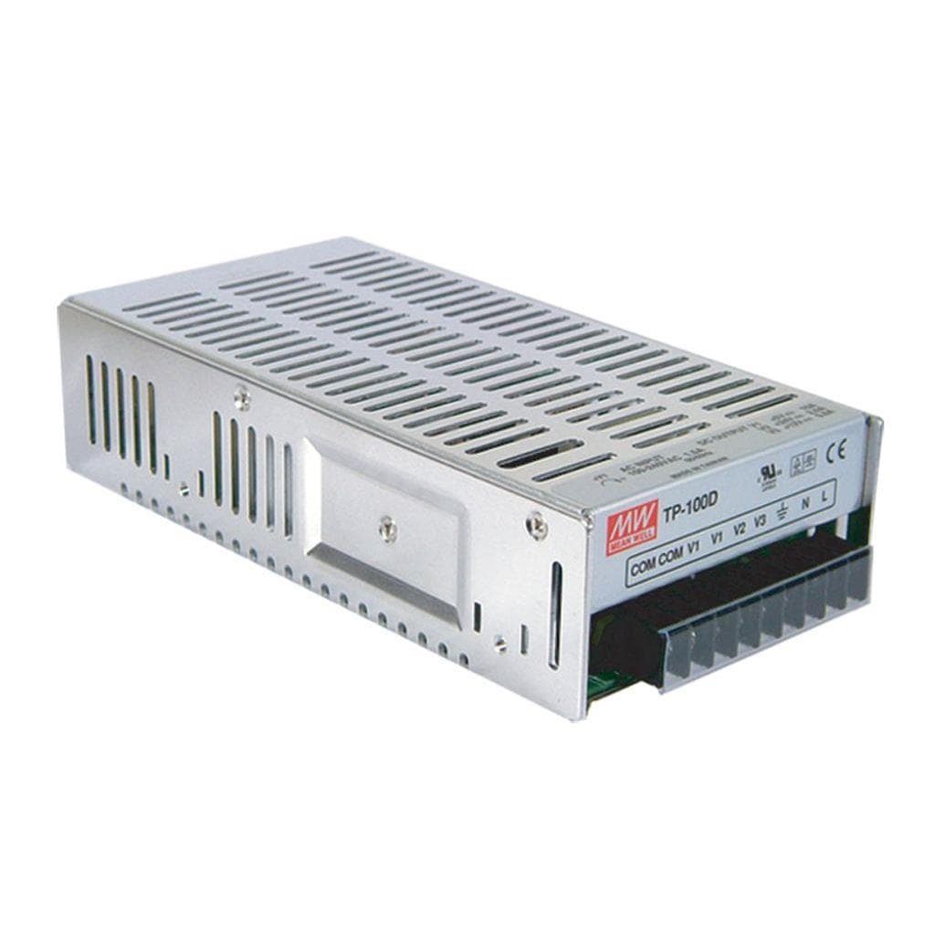 MEAN WELL TP-100C AC-DC Triple output enclosed power supply; Output 5Vdc at 15A +15Vdc at 4A -15Vdc at 1A; TP-100C is succeeded by QP-150-3C. MEAN WELL TP-100C AC-DC Triple output enclosed power supply; Output 5Vdc at 15A +15Vdc at 4A -15Vdc at 1A; TP-100C is succeeded by QP-150-3C.