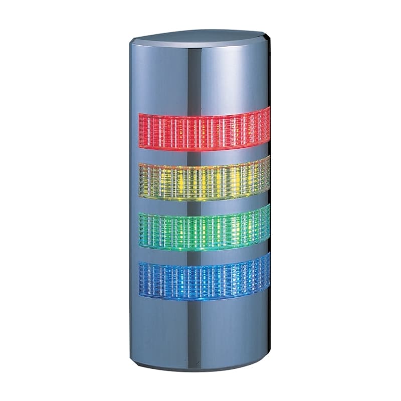 Patlite WE-402FB-RYGB 37.5mm profile 4-Tier wall mount LED signal tower, AC/DC24V, continuous, flashing, alarm, chrome body. LED Colors: Red, Amber, Green, Blue Patlite WE-402FB-RYGB 37.5mm profile 4-Tier wall mount LED signal tower, AC/DC24V, continuous, flashing, alarm, chrome body. LED Colors: Red, Amber, Green, Blue