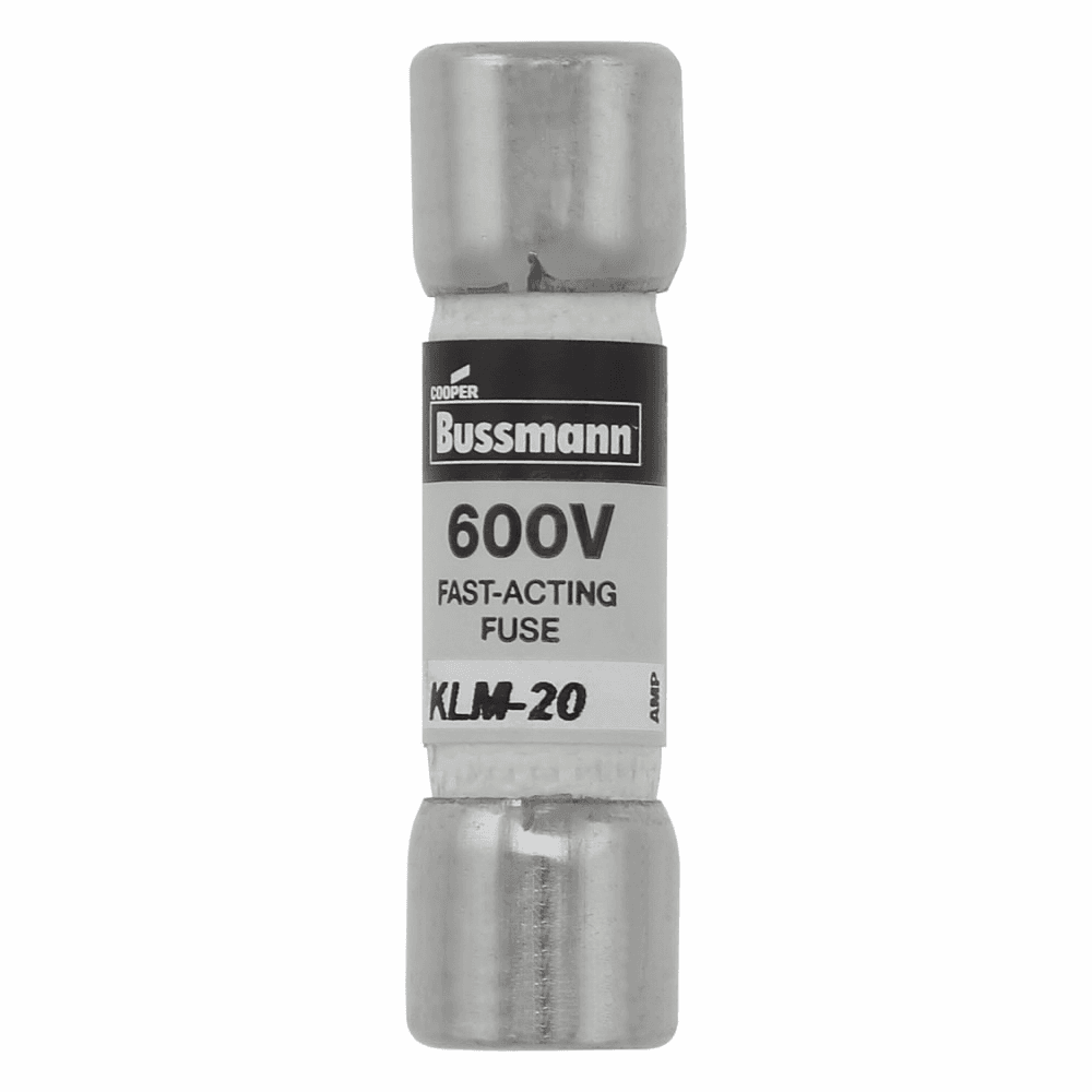 Cooper Bussmann KLM-20 KLM-20 Cooper Bussmann - Eaton Bussmann series KLM fuse, LIMITRON Fast-acting fuse, 20 A, Non-indicating, Ferrule end x ferrule end, 100 kAIC at 600 V,50 kAIC at 600 Vdc, Melamine tube,Nickel-plated bronze endcap, 600 V, 600 Vdc Cooper Bussmann KLM-20 KLM-20 Cooper Bussmann - Eaton Bussmann series KLM fuse, LIMITRON Fast-acting fuse, 20 A, Non-indicating, Ferrule end x ferrule end, 100 kAIC at 600 V,50 kAIC at 600 Vdc, Melamine tube,Nickel-plated bronze endcap, 600 V, 600 Vdc