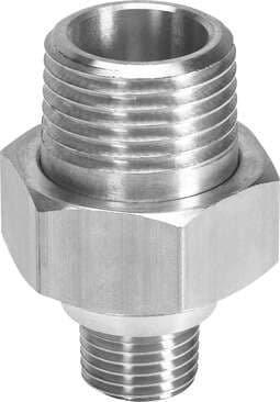 Festo 534153 double nipple ESK-1/4-1/2 For angle compensation, made of brass. Pneumatic connection, port 1: R1/4, Pneumatic connection, port 2: R1/2, Materials note: Conforms to RoHS, Material double nipple: Brass Festo 534153 double nipple ESK-1/4-1/2 For angle compensation, made of brass. Pneumatic connection, port 1: R1/4, Pneumatic connection, port 2: R1/2, Materials note: Conforms to RoHS, Material double nipple: Brass