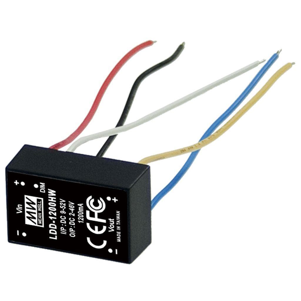 MEAN WELL LDD-1200HW DC-DC Step down LED driver Constant Current (CC); Input 9-56Vdc; Output 2-30Vdc at 0.3A; Wire style; PWM dimming and remote ON/OFF MEAN WELL LDD-1200HW DC-DC Step down LED driver Constant Current (CC); Input 9-56Vdc; Output 2-30Vdc at 0.3A; Wire style; PWM dimming and remote ON/OFF
