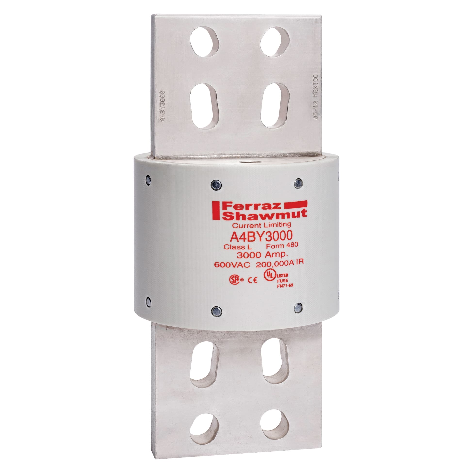 Mersen A4BY3000 A4BY3000 Mersen - Fuse A4BY - Class L - Time-Delay 600VAC 300VDC 3000A Blade Amp-Trap® Mersen A4BY3000 A4BY3000 Mersen - Fuse A4BY - Class L - Time-Delay 600VAC 300VDC 3000A Blade Amp-Trap®