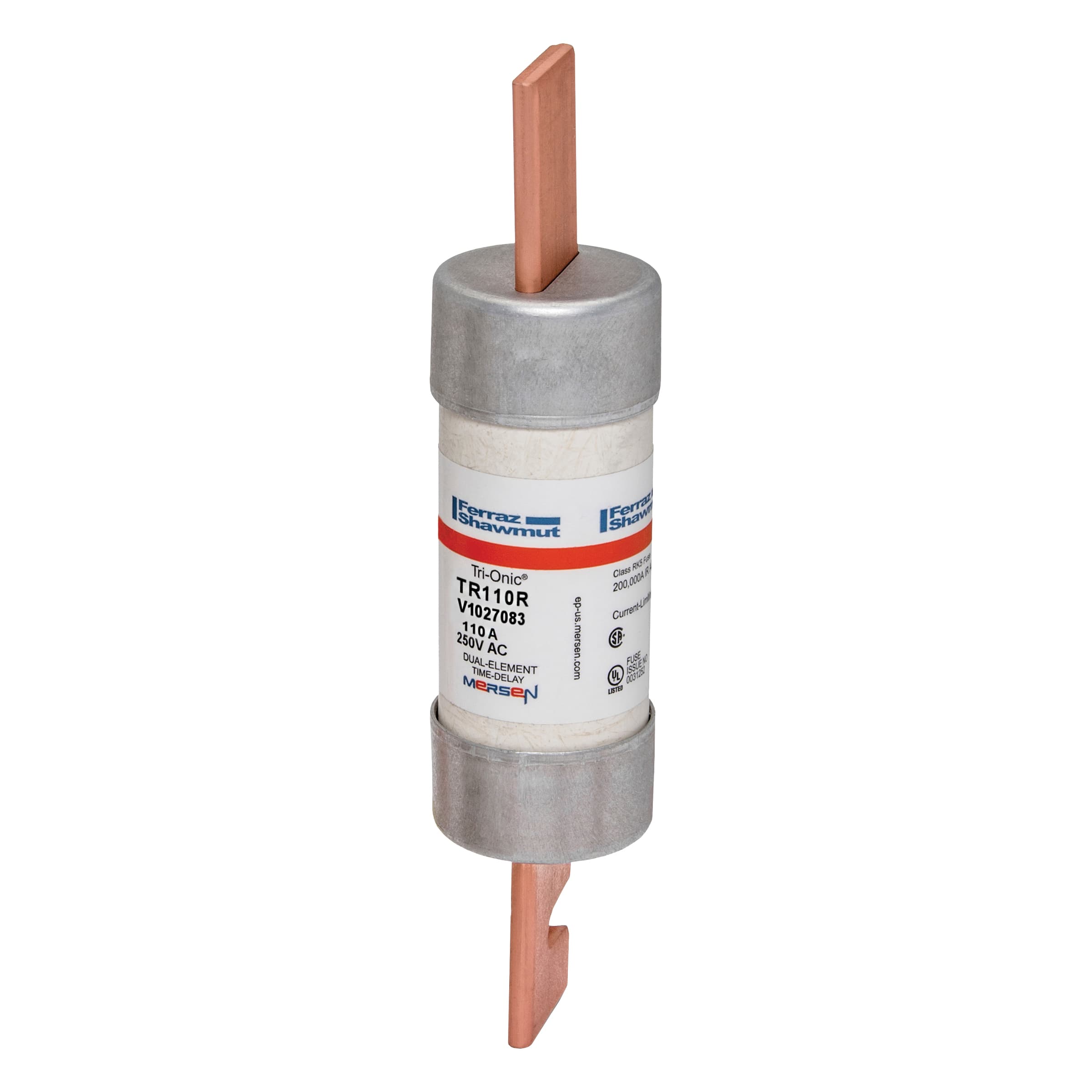 Mersen TR110R TR110R Mersen - Fuse TR-R - Class RK5 - Time-Delay 250VAC 250VDC 110A Blade Tri-Onic® Mersen TR110R TR110R Mersen - Fuse TR-R - Class RK5 - Time-Delay 250VAC 250VDC 110A Blade Tri-Onic®