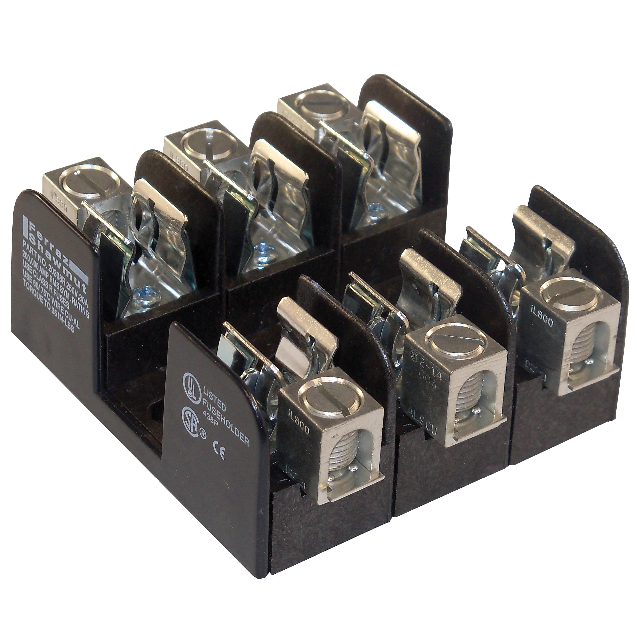 Mersen 20308R 20308R Mersen - Fuse Block 250VAC 250VDC Class R 30A 3-Pole Box with Reinforced Clip Mersen 20308R 20308R Mersen - Fuse Block 250VAC 250VDC Class R 30A 3-Pole Box with Reinforced Clip