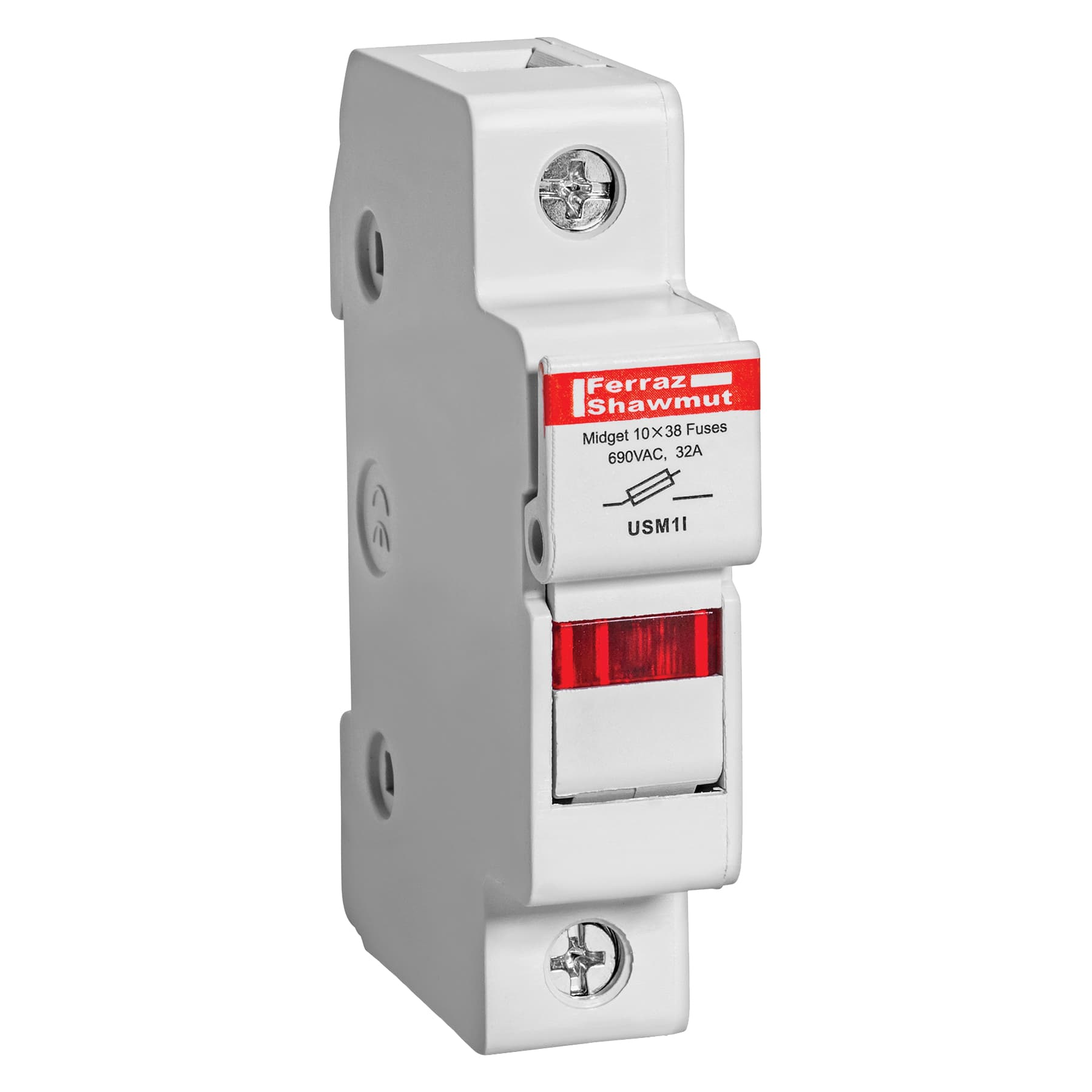 Mersen USM1I USM1I Mersen - Fuse Holder UltraSafe™ 600VAC 600VDC Midget 30A 1-Pole LED Pressure Plate IP65 Mersen USM1I USM1I Mersen - Fuse Holder UltraSafe™ 600VAC 600VDC Midget 30A 1-Pole LED Pressure Plate IP65