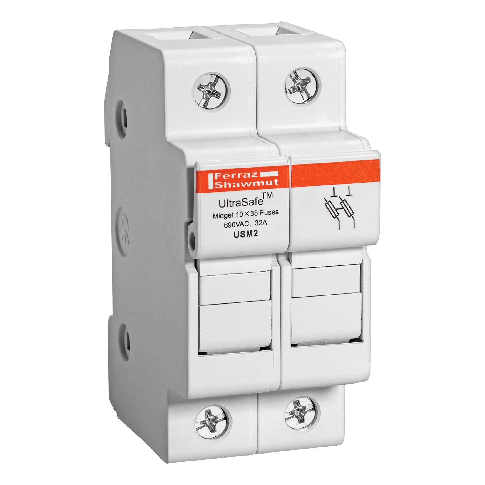 Mersen USM2 USM2 Mersen - Fuse Holder UltraSafe™ 800VAC 1000VDC Midget 30A 2-Pole Pressure Plate IP65 Mersen USM2 USM2 Mersen - Fuse Holder UltraSafe™ 800VAC 1000VDC Midget 30A 2-Pole Pressure Plate IP65