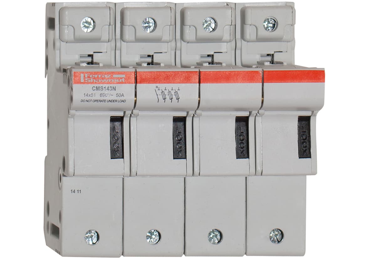 Mersen D331042 D331042 Mersen - Fuse Holder Modulostar® Size 14x51 IEC 690VAC 690VDC 3-Pole+N IP20 Mersen D331042 D331042 Mersen - Fuse Holder Modulostar® Size 14x51 IEC 690VAC 690VDC 3-Pole+N IP20