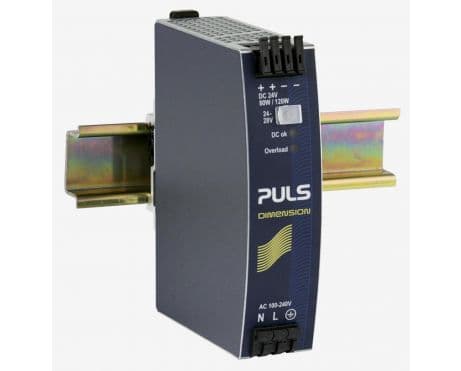 Puls QS3.241 PULS QS3.241 is a power supply unit designed for DIN rail mounting, featuring AC/DC conversion with a 50% power reserve. It operates within an ambient air temperature range of -25 to +70°C and offers a design that includes a DC-OK relay contact output. The unit provides a rated current of 3.4A at 24Vdc and 3A at 28Vdc, with spring-clamp connections for ease of installation. It supports a supply voltage range of 85Vac-264Vac for AC and 88Vdc-375Vdc for DC, accommodating various network configurations including single-phase (1AC) or DC. The QS3.241, part of the Q-series, measures 32mm in width, 124mm in height, and 102mm in depth, housed in an aluminium casing. It delivers a rated power of 80W at 24V, 84W at 28V, and can handle up to 120W short-term for 4 seconds. The output voltage is adjustable between 24Vdc and 28Vdc, with comprehensive protection functions against overvoltage, overload, and short-circuit conditions. Efficiency rates vary by input voltage, achieving up to 0.9 at 230Vac. The unit exhibits a start-up delay of 330-360ms, with a hold time of 174ms at 230Vac input. Power dissipation is noted at 9.1W for 230Vac input under full load. Electrical durability spans up to 224000 hours, depending on conditions, and the output stage capacitance is 1500µF, with a ripple of 50mVpp across a 20Hz to 20MHz range. Puls QS3.241 PULS QS3.241 is a power supply unit designed for DIN rail mounting, featuring AC/DC conversion with a 50% power reserve. It operates within an ambient air temperature range of -25 to +70°C and offers a design that includes a DC-OK relay contact output. The unit provides a rated current of 3.4A at 24Vdc and 3A at 28Vdc, with spring-clamp connections for ease of installation. It supports a supply voltage range of 85Vac-264Vac for AC and 88Vdc-375Vdc for DC, accommodating various network configurations including single-phase (1AC) or DC. The QS3.241, part of the Q-series, measures 32mm in width, 124mm in height, and 102mm in depth, housed in an aluminium casing. It delivers a rated power of 80W at 24V, 84W at 28V, and can handle up to 120W short-term for 4 seconds. The output voltage is adjustable between 24Vdc and 28Vdc, with comprehensive protection functions against overvoltage, overload, and short-circuit conditions. Efficiency rates vary by input voltage, achieving up to 0.9 at 230Vac. The unit exhibits a start-up delay of 330-360ms, with a hold time of 174ms at 230Vac input. Power dissipation is noted at 9.1W for 230Vac input under full load. Electrical durability spans up to 224000 hours, depending on conditions, and the output stage capacitance is 1500µF, with a ripple of 50mVpp across a 20Hz to 20MHz range.